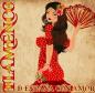 Preview: gemaltes Bild von einer Flamenco Tänzerin mit rotem Kleid rustikaler Hintergrund