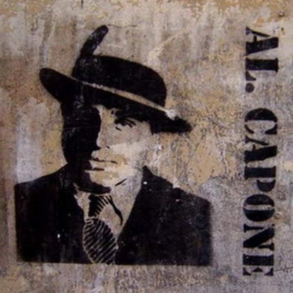 Zeichnung von Al Capone rustikaler Hintergrund